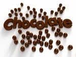 La palabra chocolate rodeada de ricas bolas de chocolate