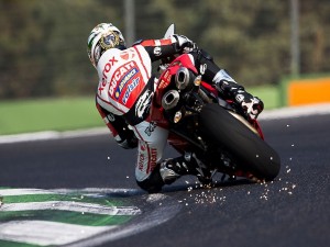 Piloto de Ducati en una competición de Moto GP