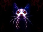 Un gato con los ojos rojos en 3D