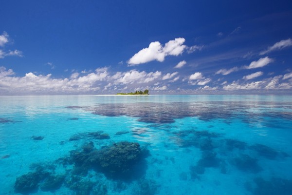 Isla en un mar transparente