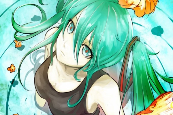 Imagen de una chica anime con el pelo y ojos de color verde