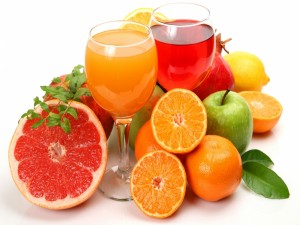 Copas con zumo de frutas