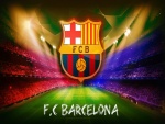 Escudo sobre el campo del Fútbol Club Barcelona