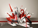 Graffiti 3D en gris y rojo
