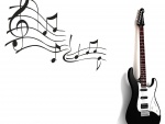 Guitarra y notas musicales