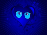 Ojos en un corazón azul