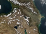 Vista satélite del Cáucaso