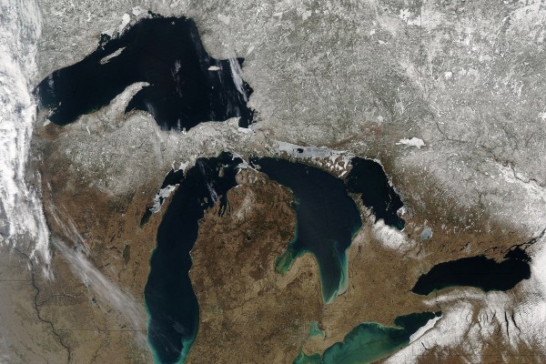 Vista satélite de los Grandes Lagos