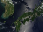 Vista por satélite de Corea del Sur y una zona de Japón