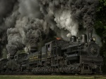Denso humo saliendo de un tren de vapor