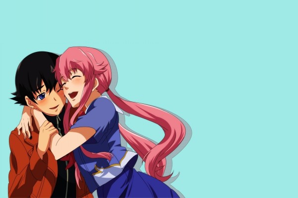 Yuno y Yuki abrazados (Mirai Nikki)