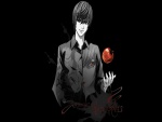 Light Yagami con una manzana roja (Death Note)
