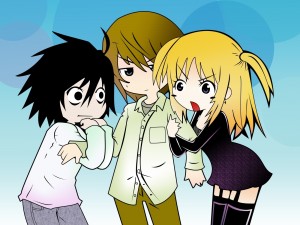 L Lawliet, Light Yagami y Misa Amane (Death Note)
