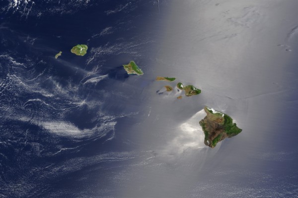 Vista satélite de las islas del archipiélago de Hawái