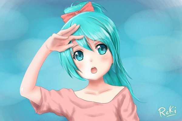 Una joven Miki Hatsune