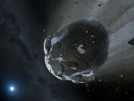 Un gran asteroide viajando por el espacio