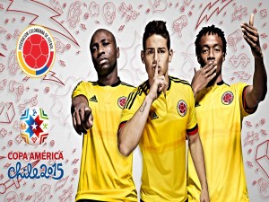 Jugadores de la Selección Colombiana presentando la "Copa América Chile 2015"