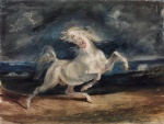 Cuadro de Eugène Delacroix (Horse Frightened by a Storm, 1824)