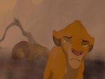 Simba llorando tras la muerte de su padre Mufasa (El Rey León)