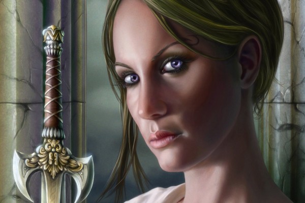 Mujer con una afilada espada medieval