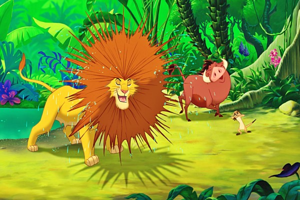 Simba y sus amigos divirtiéndose en la selva "El Rey León"