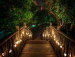 Escaleras de madera iluminadas