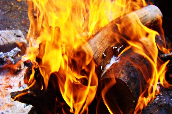 Troncos de madera ardiendo