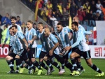 Alegría de los jugadores argentinos tras ganar a Colombia en los penales "Copa América 2015"