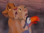 Simba, Nala y Zazú asustados (El Rey León)