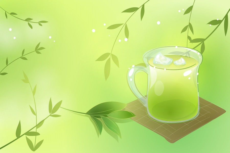 Taza de té verde helado