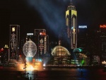 Edificios iluminados de Hong Kong