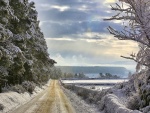 Carretera en un paraje cubierto de nieve