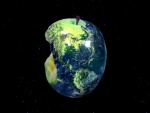 El planeta Tierra con forma de una manzana verde mordida