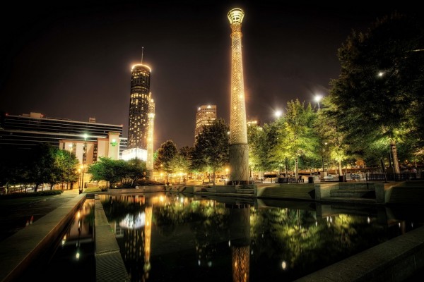 Noche en el Centennial Olympic Park (Atlanta)