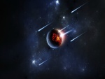 Meteoros destruyendo un planeta