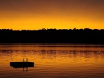 Cielo dorado reflejado en el lago