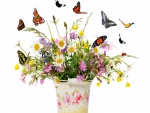 Flores silvestres y mariposas