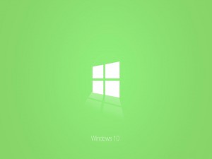 Windows 10 en fondo verde