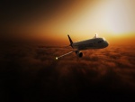 Airbus volando al amanecer