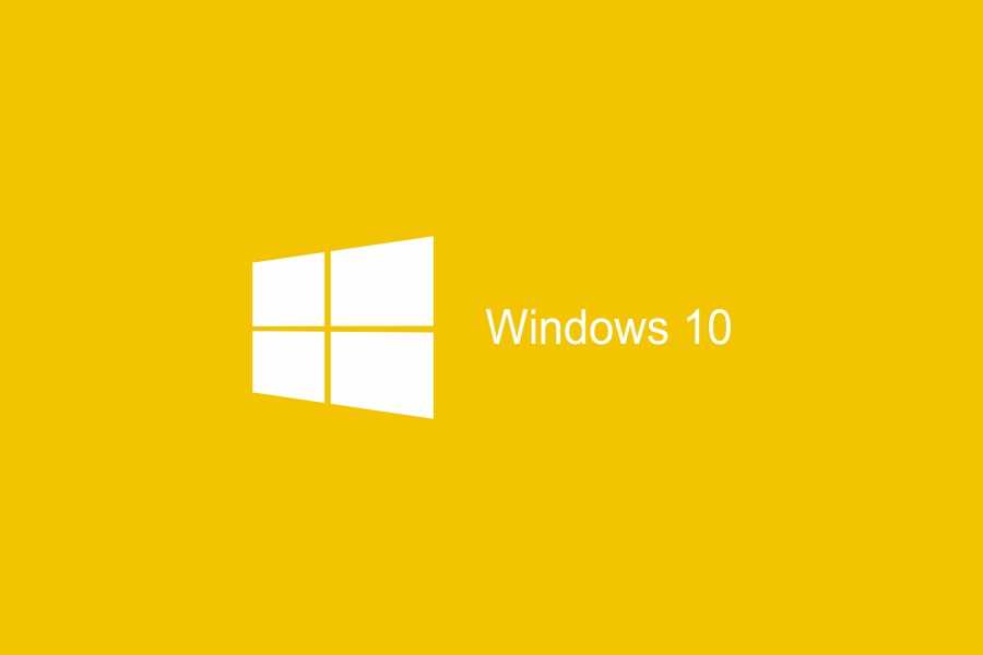 Windows 10 en fondo amarillo