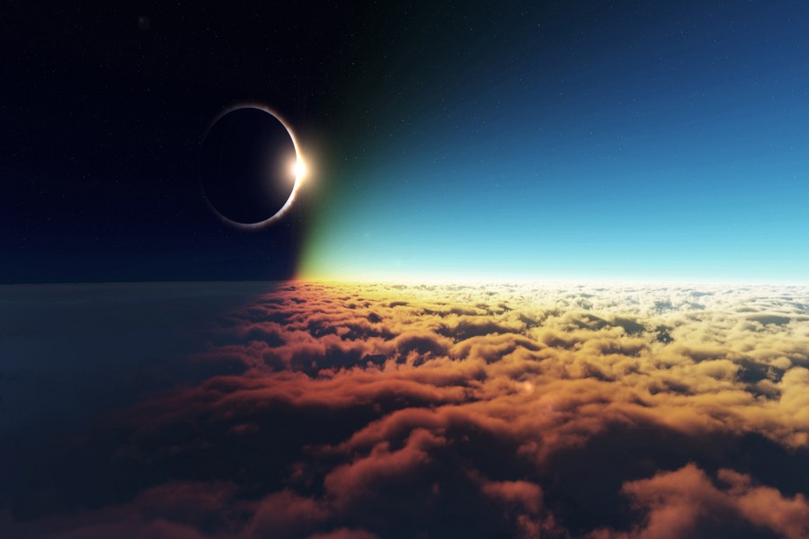 Eclipse sobre las nubes