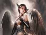 Elfa con cuernos y alas de ángel
