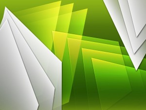 Figuras triangulares blancas y verdes