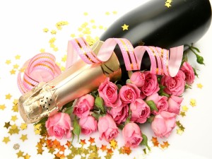 Bellas rosas y champán
