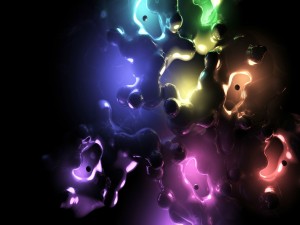Figuras abstractas con luces de colores