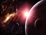 Asteroides y planetas iluminados por una gran estrella