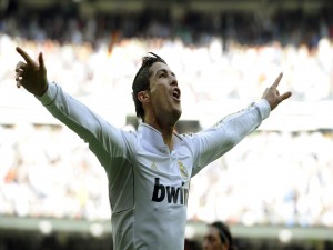 Cristiano Ronaldo tras meter un gol con el Real Madrid