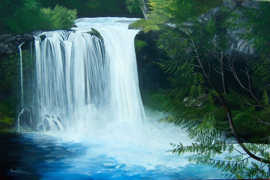 Pintura de una cascada