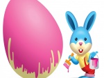 Conejo pintando un huevo de Pascua