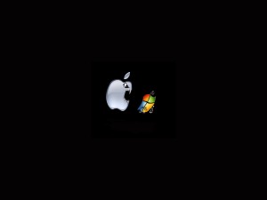 Apple comiéndose al logo de Windows